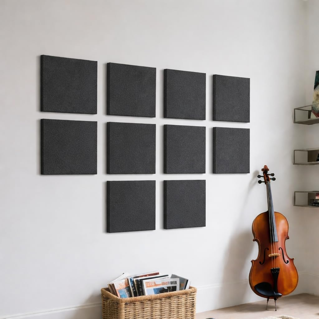 Acoustic Foams | 12 X 12 Inch Pet Acoustic Panels | 12 MM Soundproofing Foam for Wall (Grey, Pack of 6)