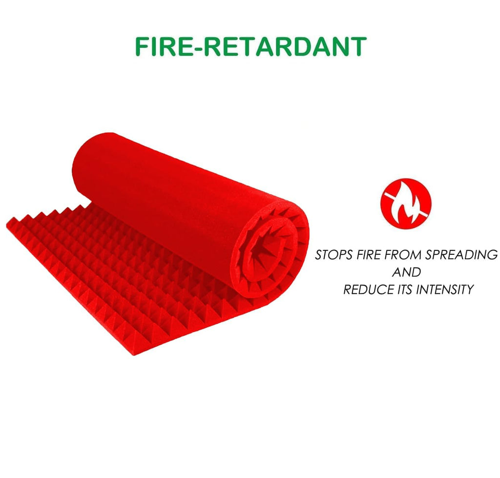 6x3 Ft. Turbo Acoustic Foam Panels | Sound Proof Foam for Wall Room Noise Reducer Acoustic Foams (Pack of 2, Red)
