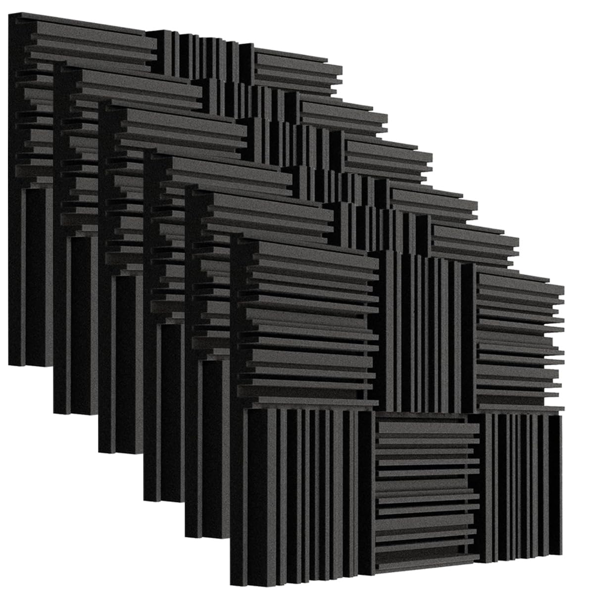Pack of 72 Acoustic Foams| 2"x12"x12" Line Diffuser Foam| Sound Proof for Wall Room Periodic Groove Structure (Black)