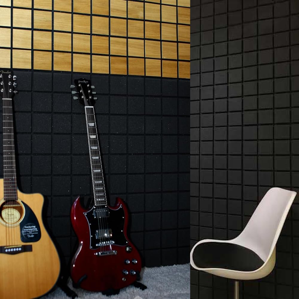 6x3 Ft. Turbo Acoustic Panels | High Density Sound Proof Foam for Wall Room Noise Reducer Acoustic Foams (Pack of 2, Black)