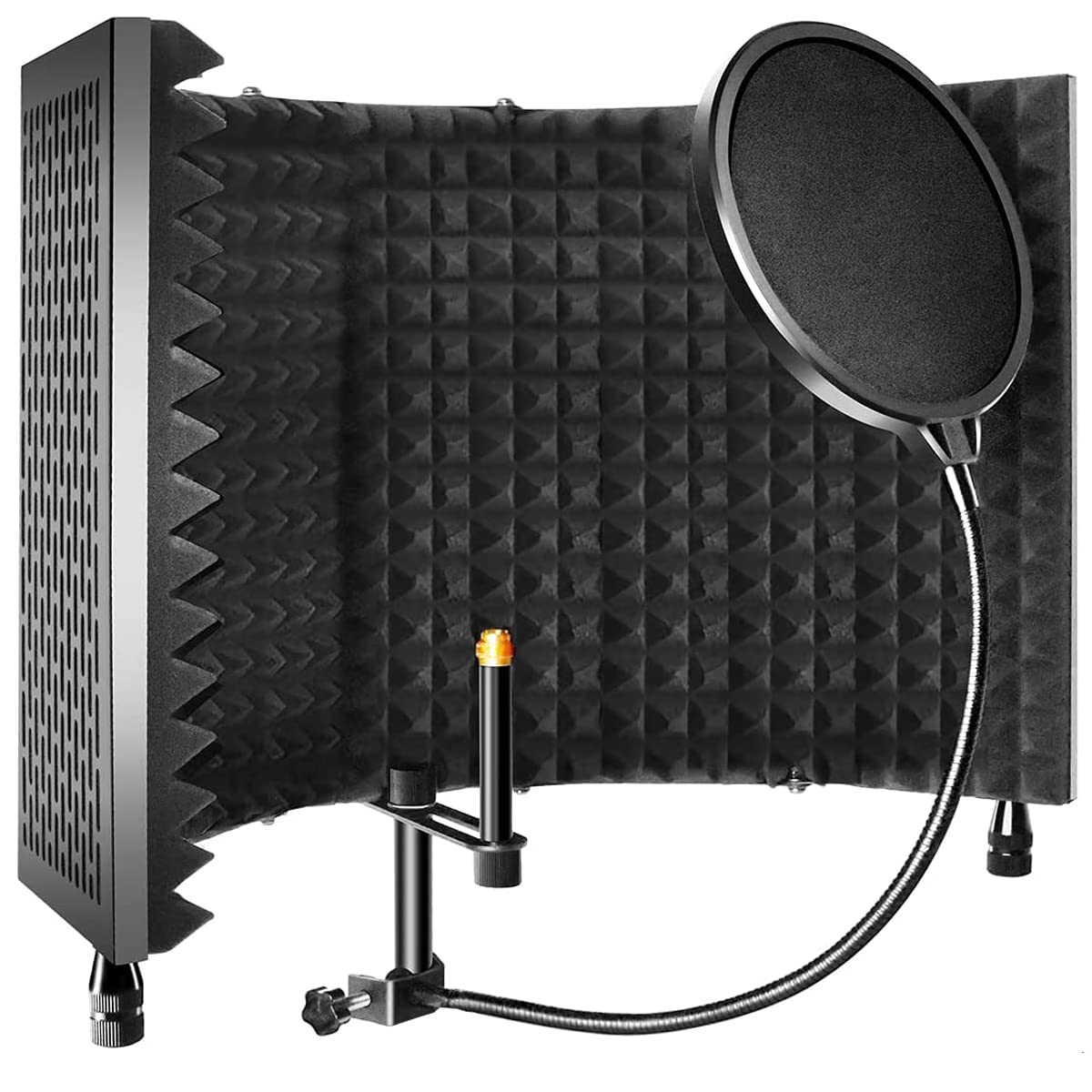5 Panel Microphone Isolation Shield with Pop Filter | Reflection Filter for Mic | Vocal Booth for Recording