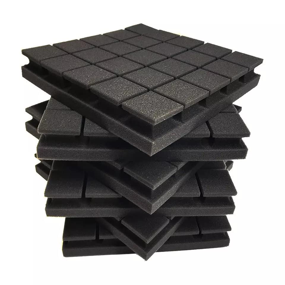 12x 12 x 2 Inch Acoustic Foam Panels for Sound Absorption – High Density Soundproof Foam Panels for Home Studio Pack of 6