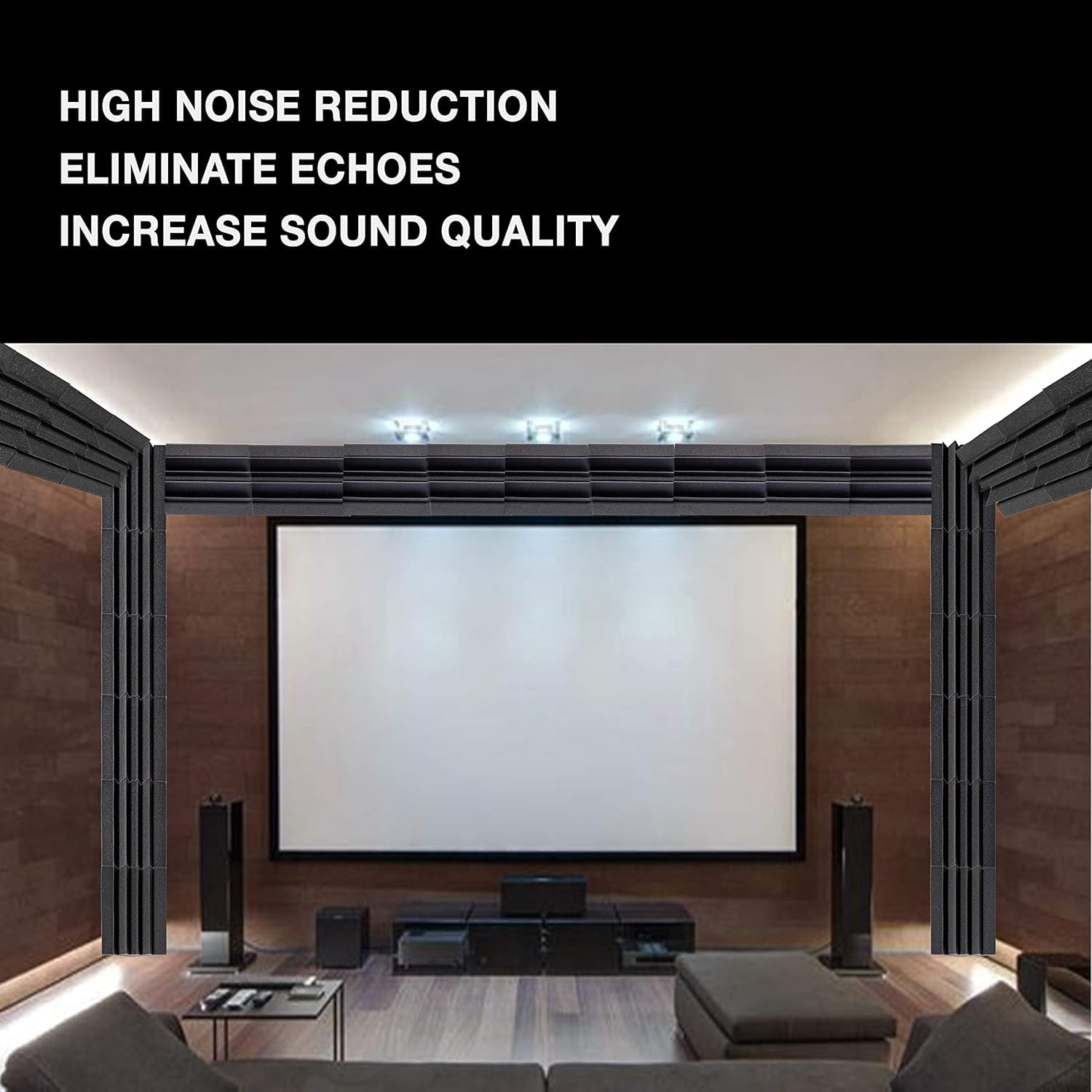 Pack of 4 Bass Traps Acoustic Foam| 50D High Density Corner Panels | 24x12x12 Inch Soundproofing Foam for Wall Studio Recording