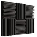 Pack of 6 Acoustic Foams| 2"x12"x12" Line Diffuser Foam| Sound Proof for Wall Room Periodic Groove Structure (Black)