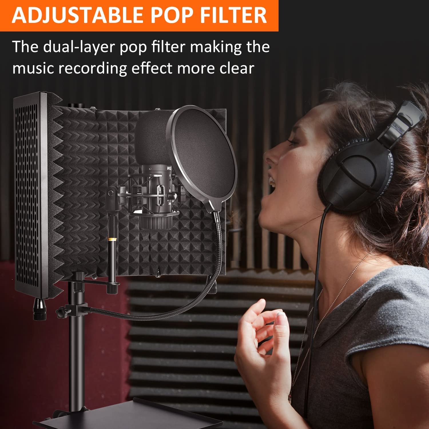 5 Panel Microphone Isolation Shield with Pop Filter | Reflection Filter for Mic | Vocal Booth for Recording
