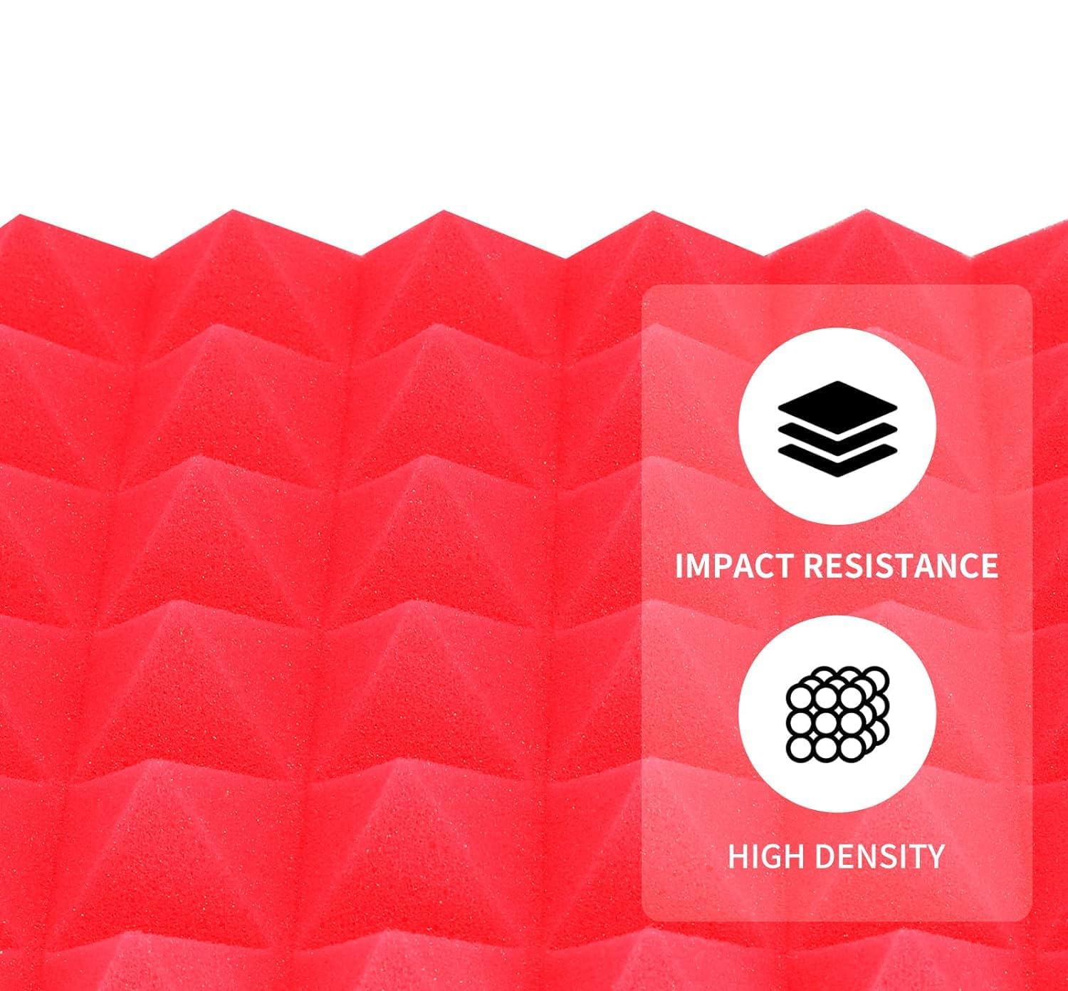 6x3 Ft. Acoustic Foam Panels| Sound Proof Foam for Wall Room Noise Reducer (Pack of 4, Red & Black)