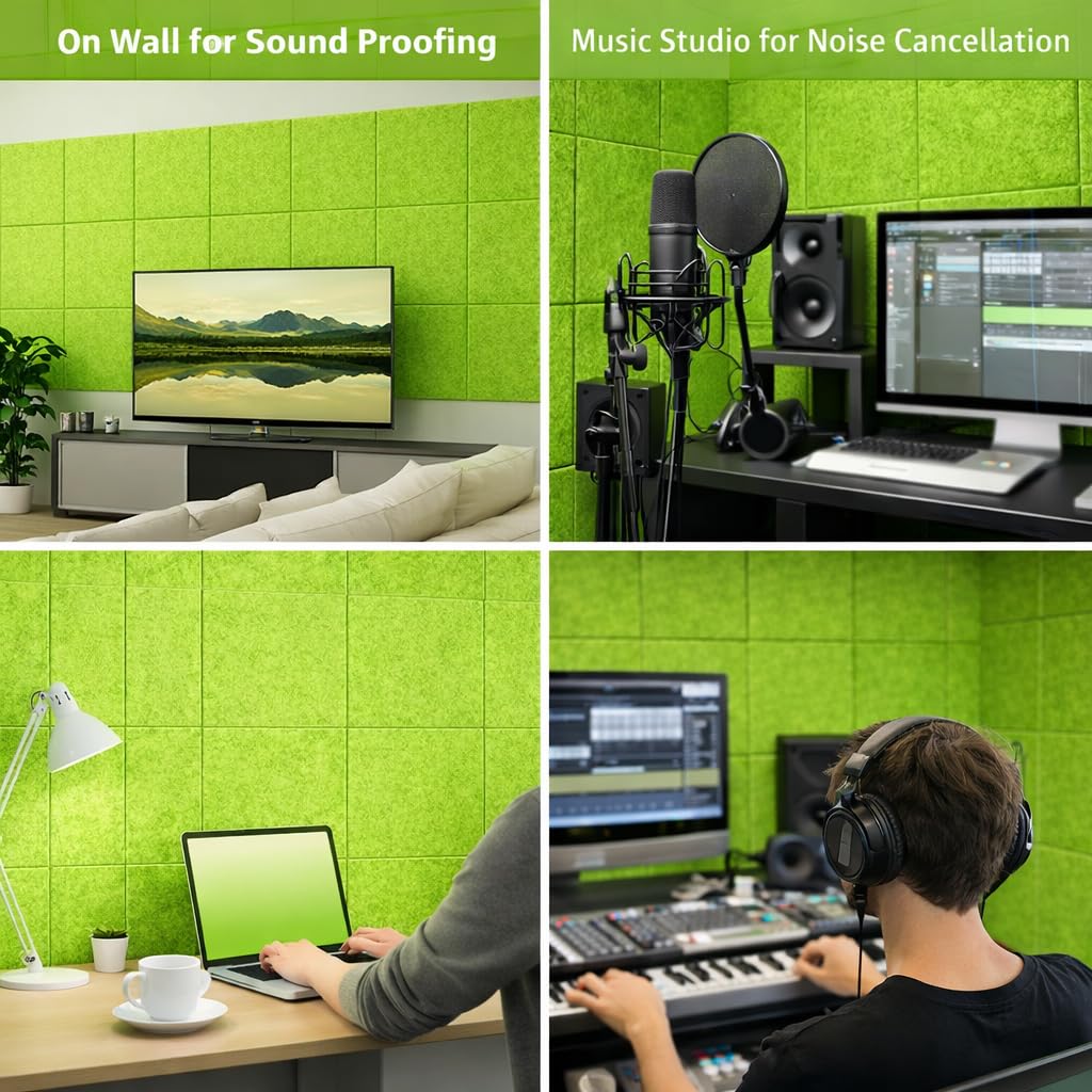AMG Acoustics 12 X 12 Inch Acoustic Foams| Pack of 12 Pet Acoustic Panels|