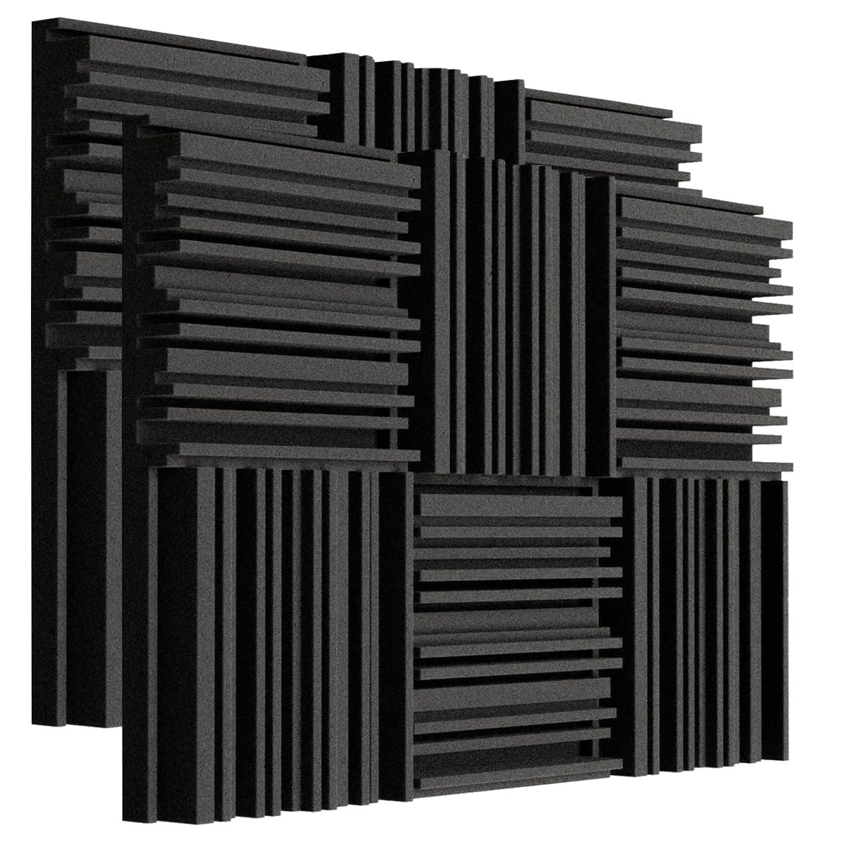 Acoustic Foams | Line Diffuser Foam Wall Panel Studio Sound Absorber Periodic Groove Structure (Pack of 12, Black)