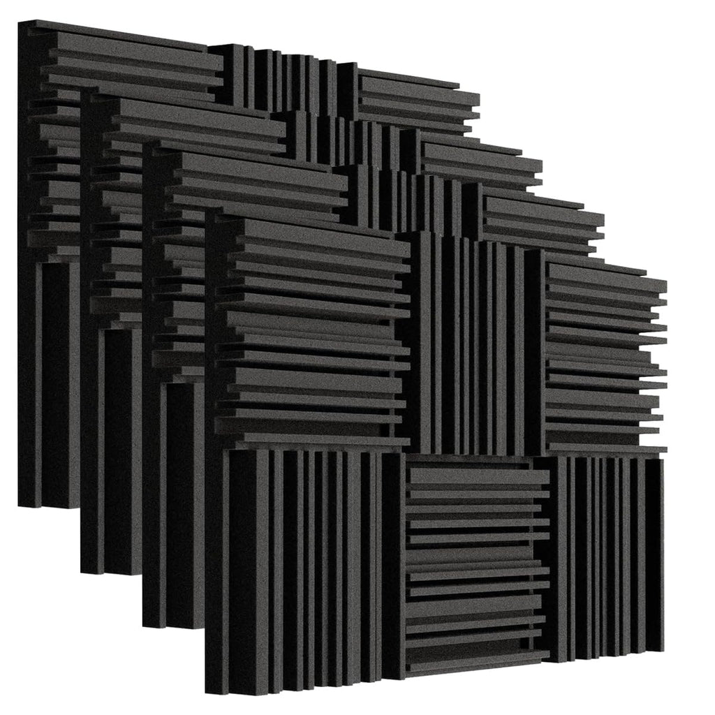 Acoustic Foams| 2"x12"x12" Line Diffuser Foam| Sound Proof for Wall Room Periodic Groove Structure (Pack of 36, Black)