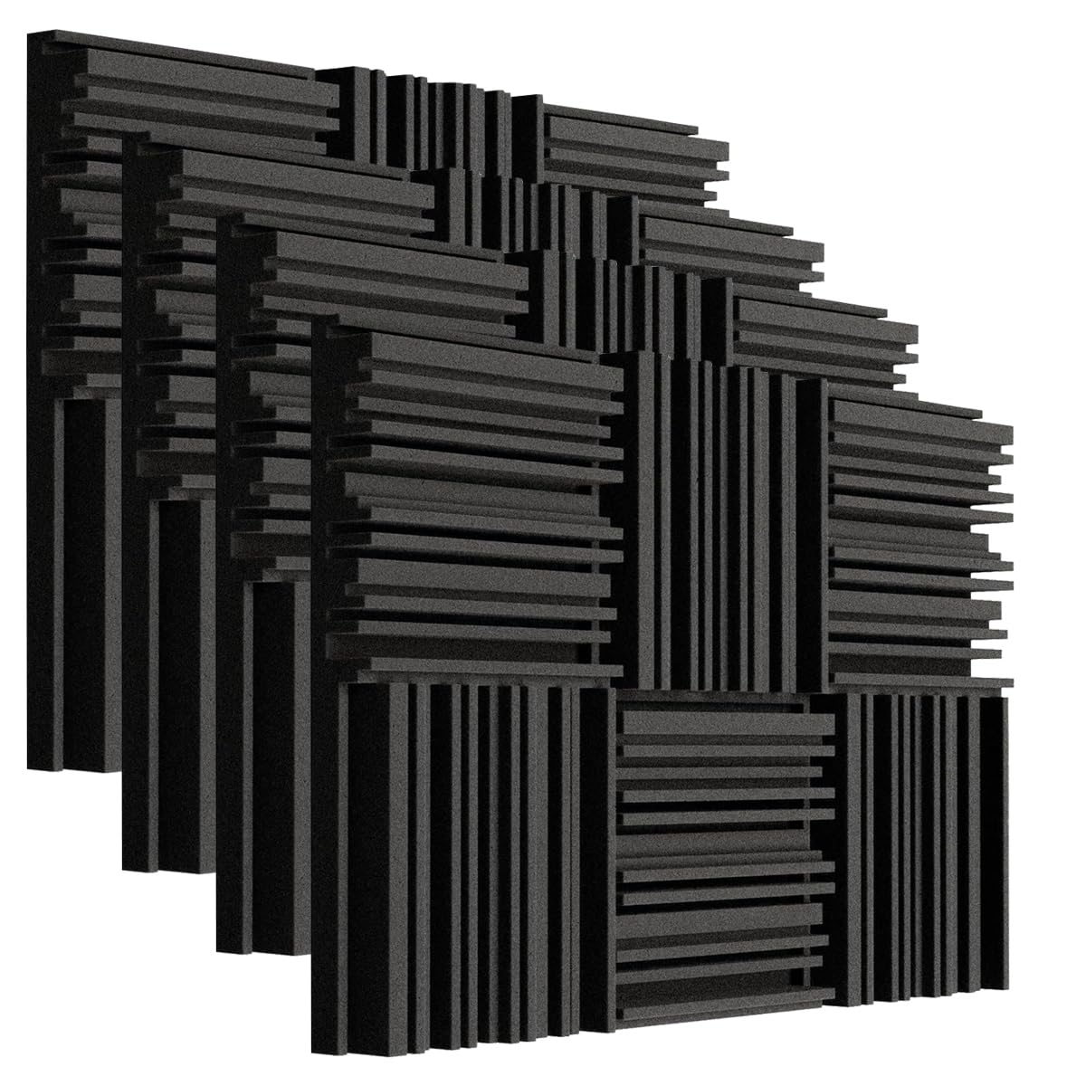Acoustic Foams| 2"x12"x12" Line Diffuser Foam| Sound Proof for Wall Room Periodic Groove Structure (Pack of 36, Black)