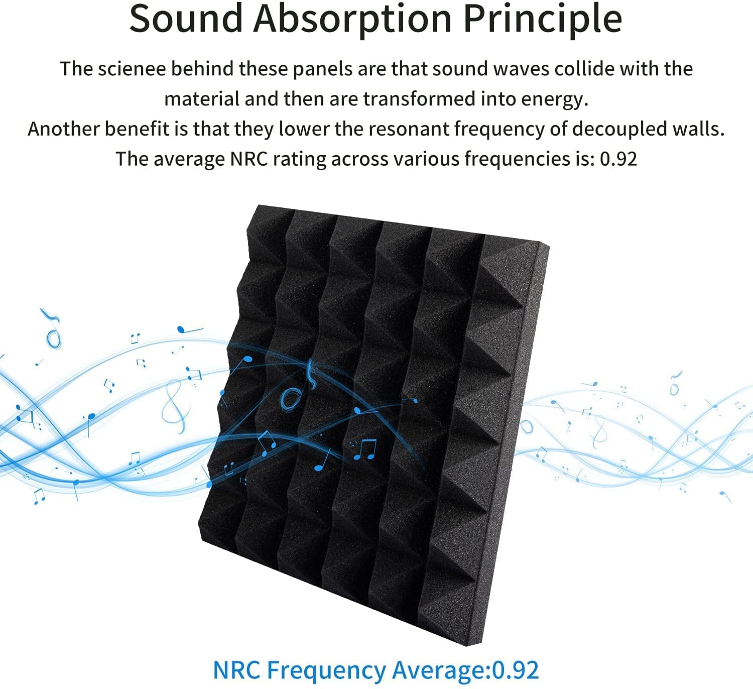 (PACK OF 12) Acoustic Foam Panels| Pyramid Foam | High Density Sound Proof Foam Panels for Wal (RED & BLACK)