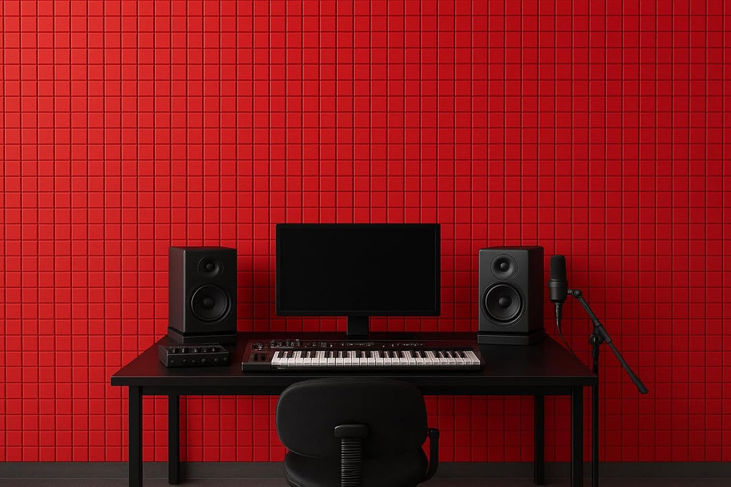 6x3 Ft. Turbo Acoustic Foam Panels | Sound Proof Foam for Wall Room Noise Reducer Acoustic Foams (Pack of 2, Red)