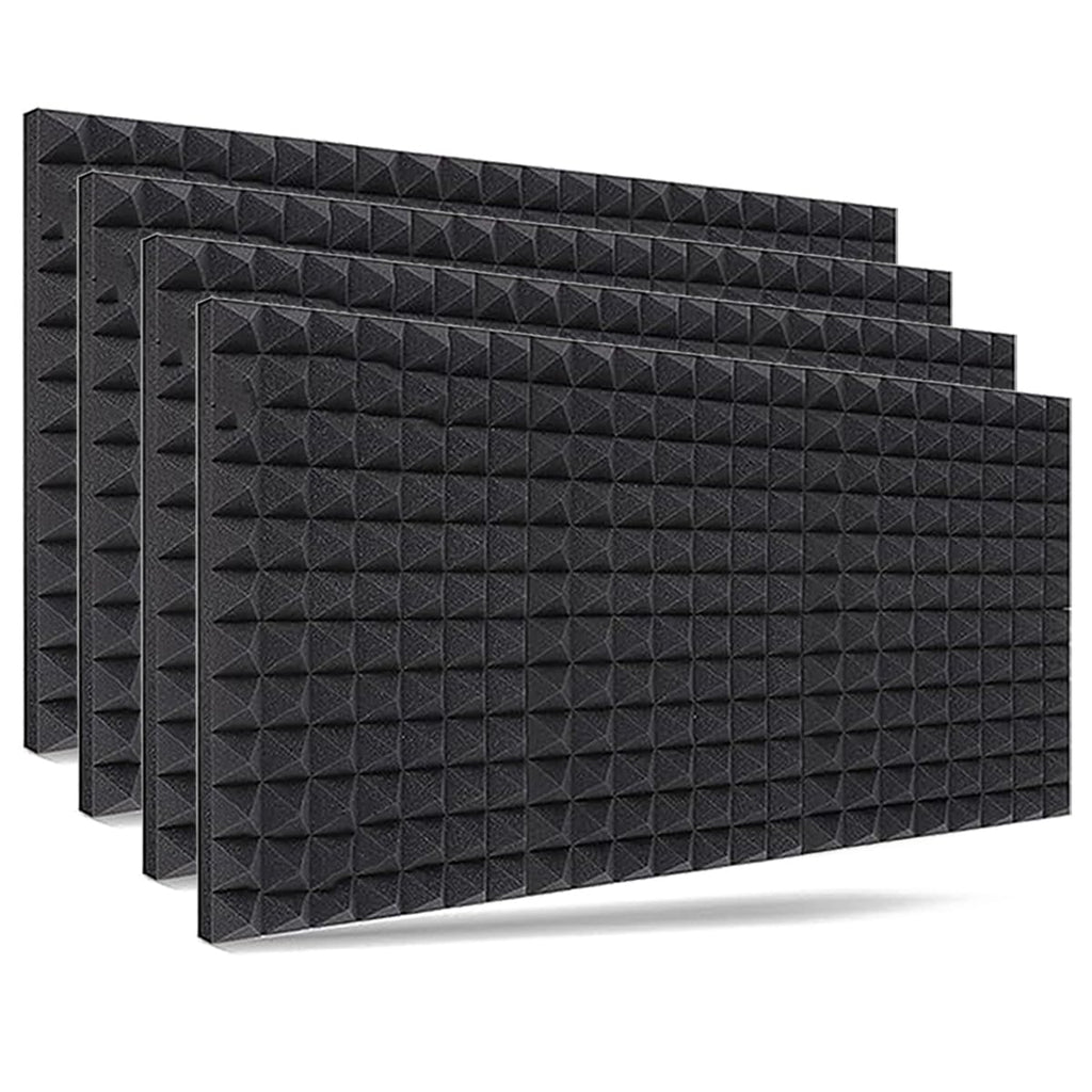 6x3 Ft.  Acoustic Foams | Pyramid Foam Sheet Panels | 50kg/m3 High Density 3D Structure Acoustic Sheet (Black, Pack of 4)