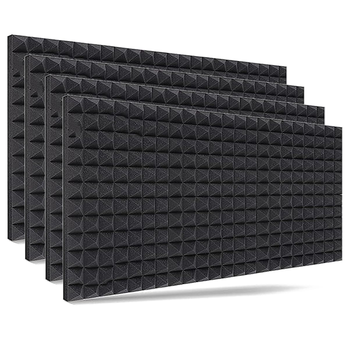 6x3 Ft.  Acoustic Foams | Pyramid Foam Sheet Panels | 50kg/m3 High Density 3D Structure Acoustic Sheet (Black, Pack of 4)