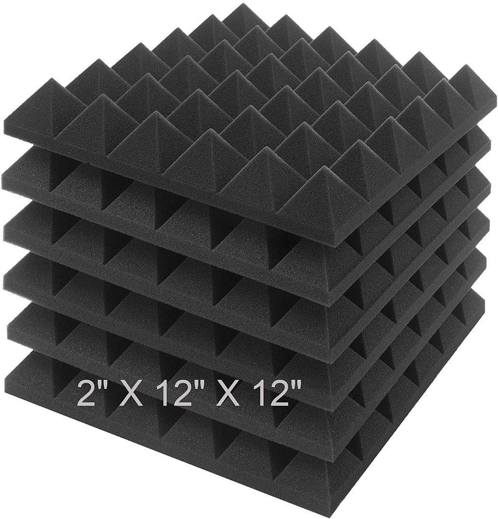 Pyramid Acoustic Foam Panels for Studio High Density Sound Absorbing Foam for Wall| Decreasing Noise Echoes (Pack of 6, BLACK)