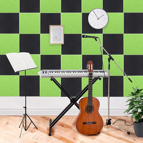 12 X 12 Inch Pet Acoustic Panels 12MM(Green, Pack of 18)