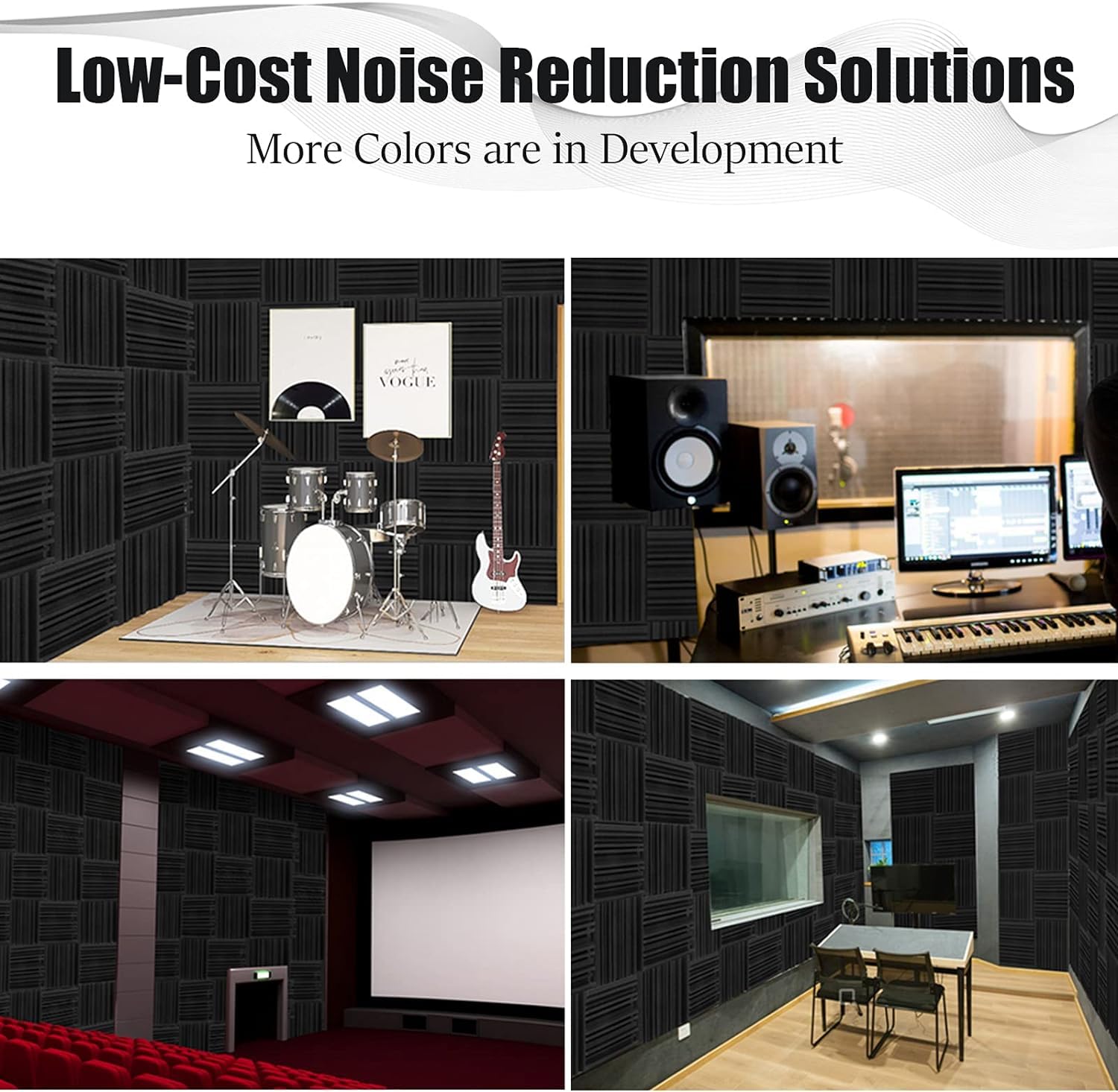Pack of 72 Acoustic Foams| 2"x12"x12" Line Diffuser Foam| Sound Proof for Wall Room Periodic Groove Structure (Black)