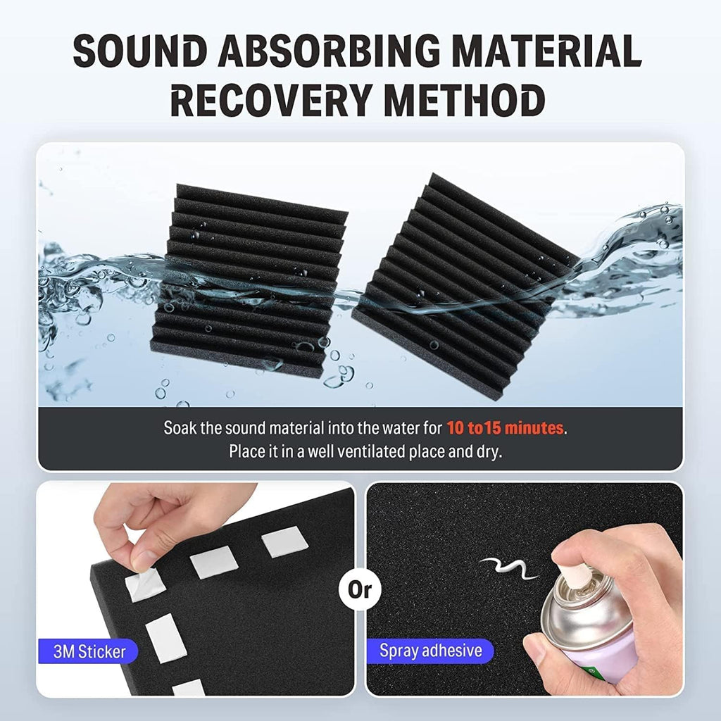 Acoustic Foams 12"x12"x2" Wedge Acoustic Panels Noise Reducer for Home Studio Recording (Pack of 12, Black)