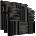 Pack of 18 Acoustic Foams| 2"x12"x12" Line Diffuser Foam| Sound Proof for Wall Room Periodic Groove Structure (Black)