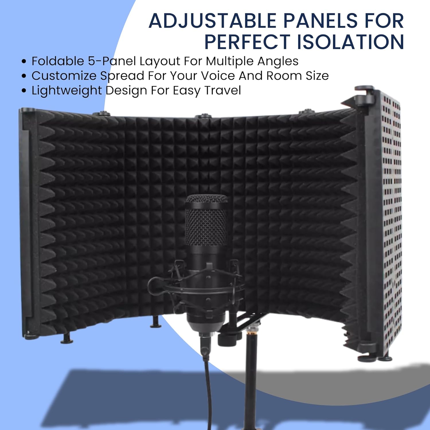 Microphone Sound Isolation| 5 Panel Shield |Portable Vocal Booth Box Reflection Filter for Mic