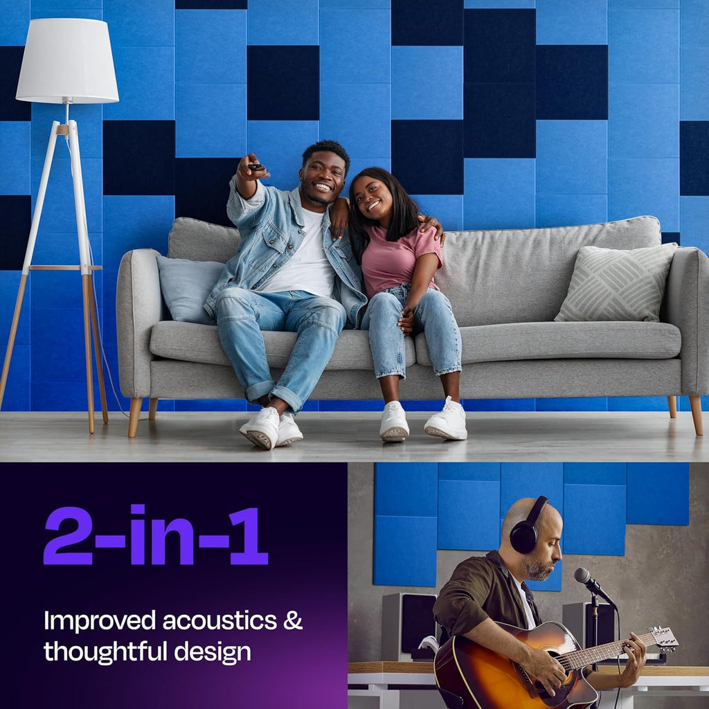 12 X 12 Inch Acoustic Foams | 12 MM Pet Acoustic Panels (Blue, Pack of 18)