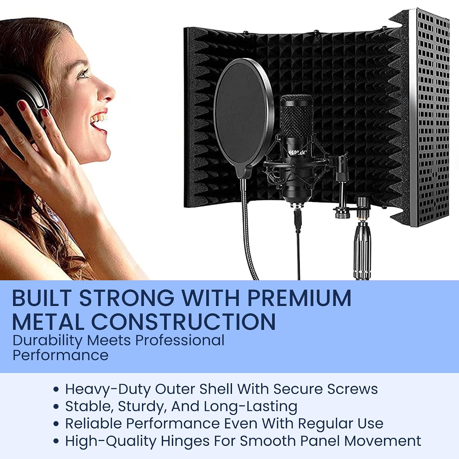 Microphone Sound Isolation| 5 Panel Shield |Portable Vocal Booth Box Reflection Filter for Mic