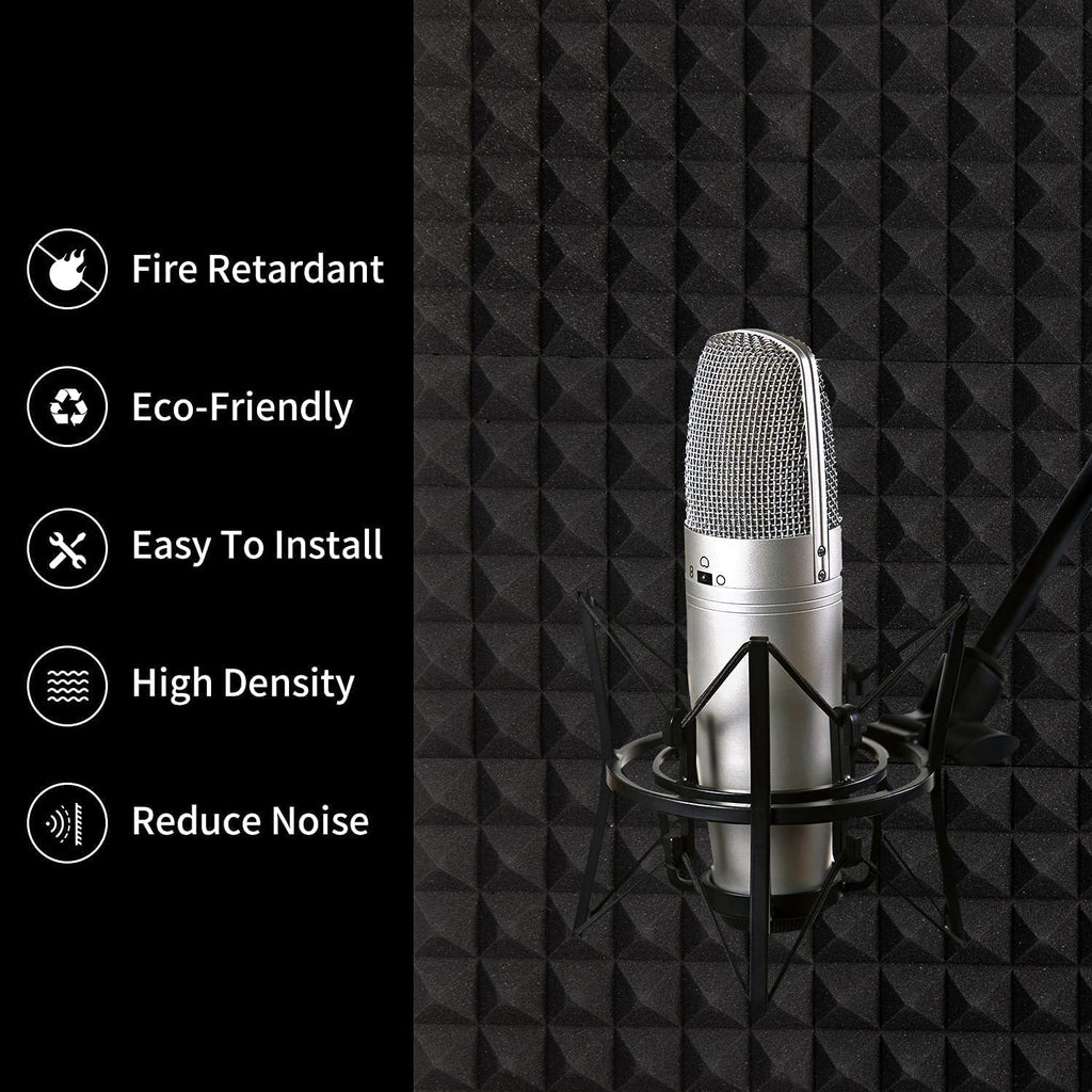 Acoustic Foams| 6x3 Ft. Pyramid Sheet Panels |3D Structure Acoustic Foam Sheet (Black, Pack of 2)