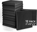 Acoustic Foams 12"x12"x2" Wedge Acoustic Panels Noise Reducer for Home Studio Recording (Pack of 12, Black)