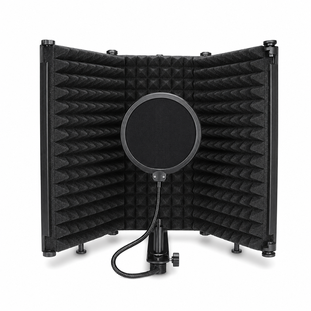 3 Panel Microphone Isolation Shield with Pop Filter Vocal Booth Reflection Filter for Mic